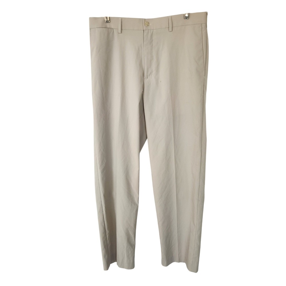 Grand Slam Performance Khaki Flat Front‎ Mens Chino Pants 34x32 FLAW